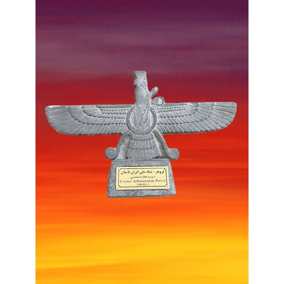 SPIRIT OF ART - STATUE | Women, Men, Gift, Rich, Art, Ancient, Home, Decor, Decorative, Impressive, Cultural, Historical, Traditional, Coffee Desk, Farvahar, Size: 6 x 4, Color: Charcoal #4