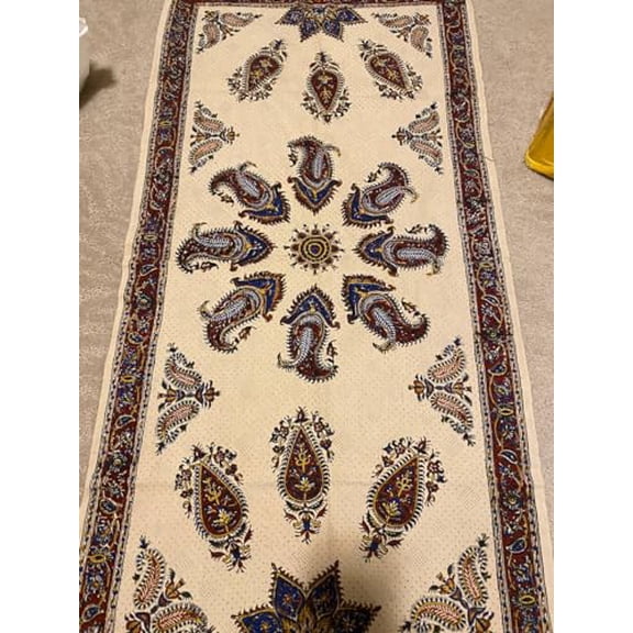 SPIRIT OF ART TABLECLOTH - Size: 48 x 24, Tapestry Wall Hang, Table Runner, Coffee Table Cloth Handmade, Handicraft, Men Women Gift Decoration Art Fix Color Hand Print Preshrunk Natural Dyes