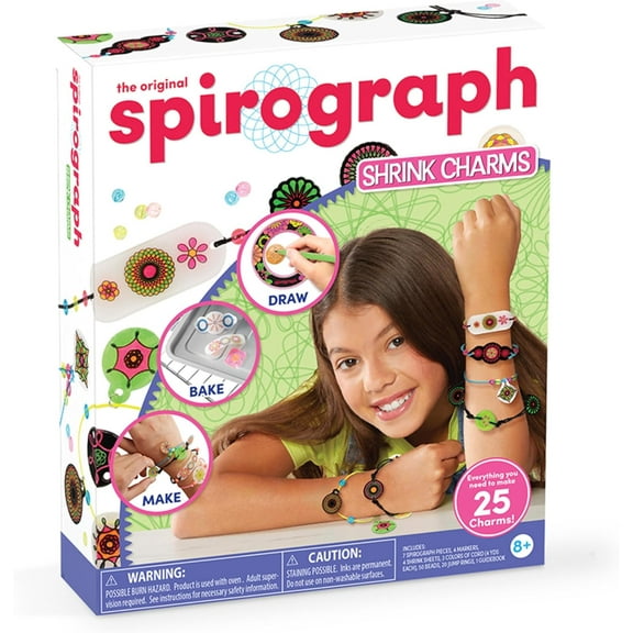 Spirograph Shrink Charms, Friendship Bracelet Kit, Bracelet Making Kit for Girls, Arts and Crafts for Kids, Drawing Kit, Girls Bracelet, for Kids, Ages 8+
