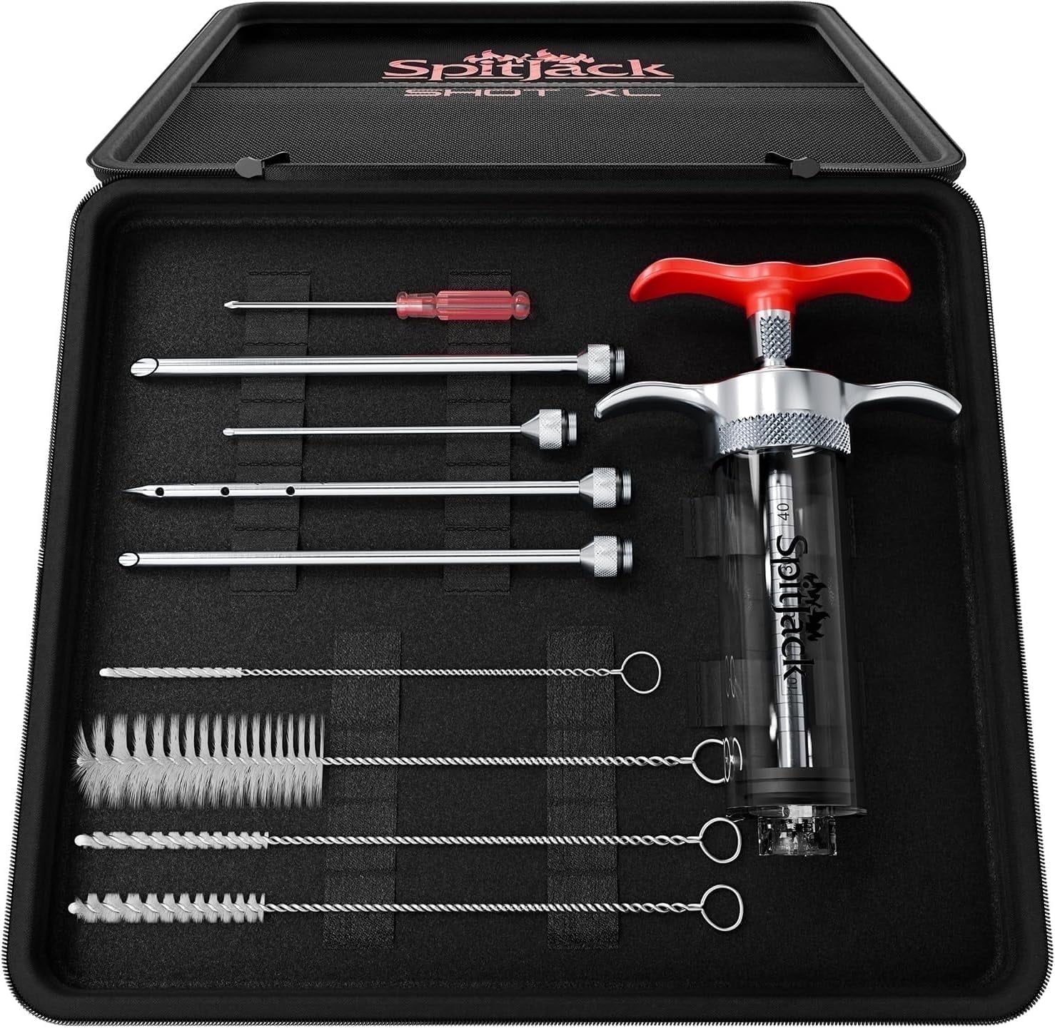 SPITJACK SHOT XL Meat Injector Syringe for BBQ | Turkey, Brisket Marinade Kit with 4 Stainless Steel Needles (70ml) | BBQ Accessories & Cooking Gifts for Men