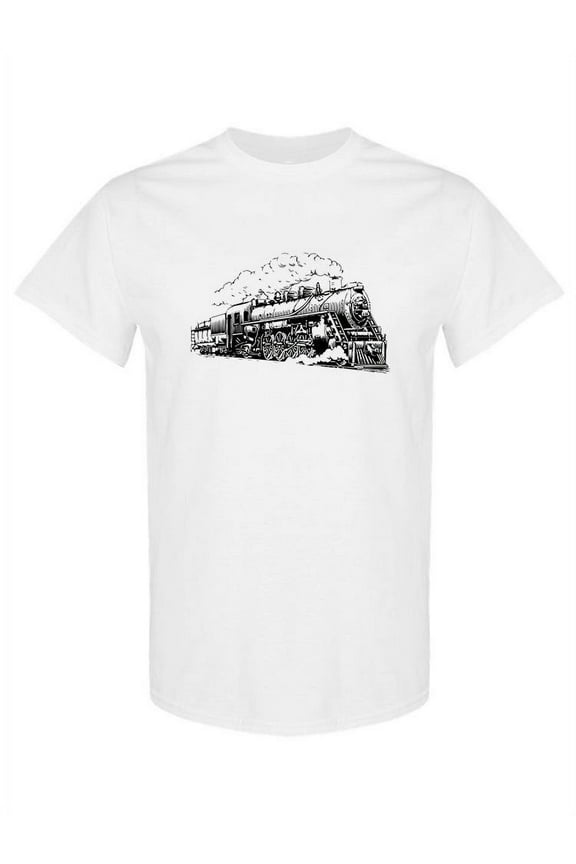 Mens Graphic Tee - Train Sketch - Regular Fit 100% Cotton