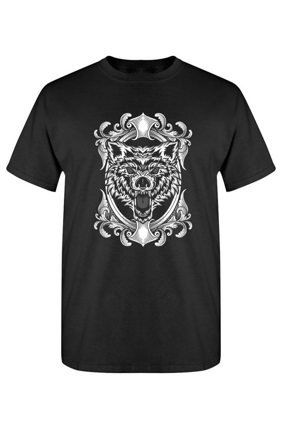 Mens Graphic Tee - Wolf Art - Regular Fit 100% Cotton
