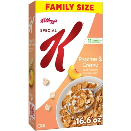 Kellogg's Special K Peaches and Creme Breakfast Cereal Family Size Box, 16.6 oz