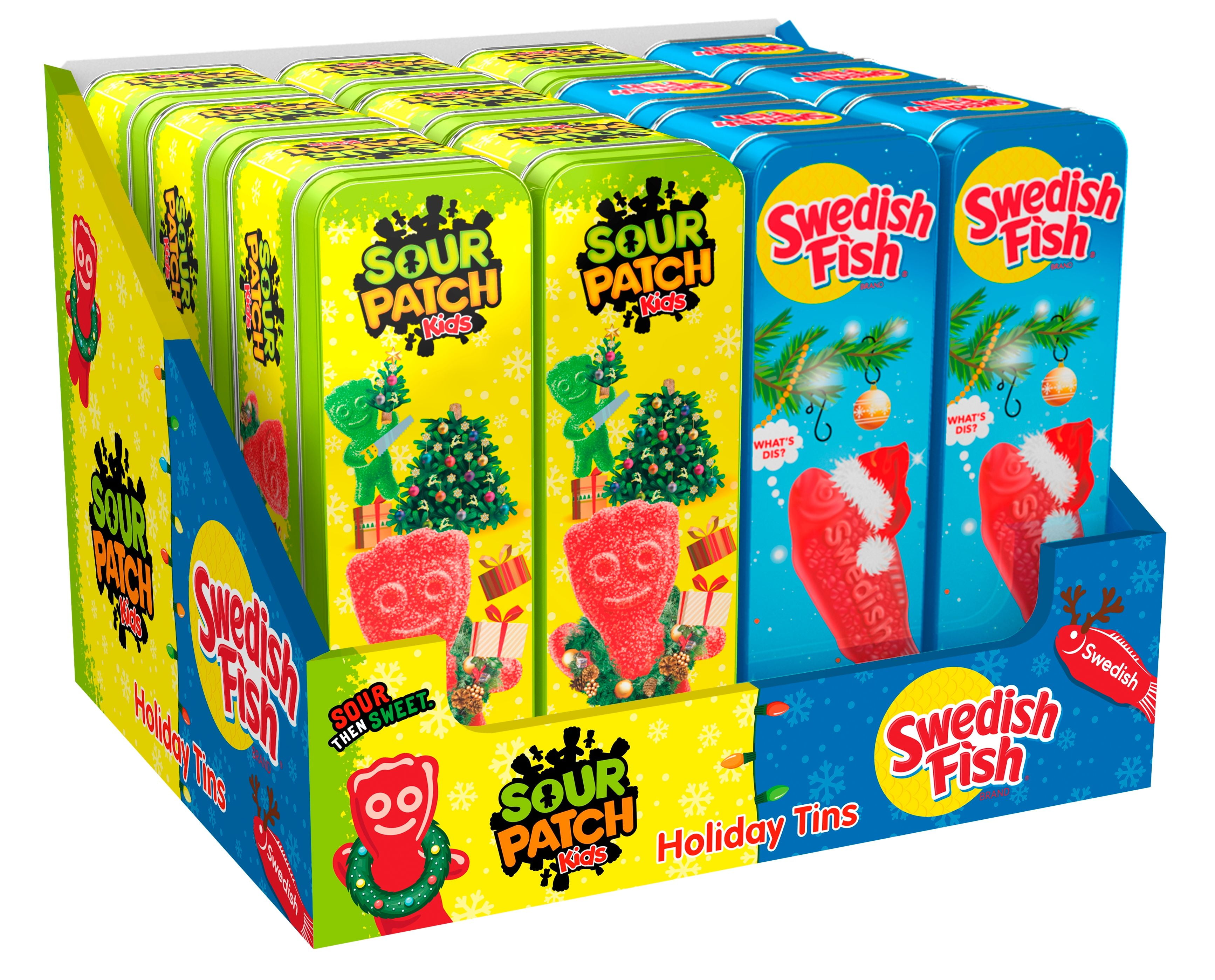 SPK/SF Mixed Tins Tray 12 ct - Sour Patch Kids Holiday Tin