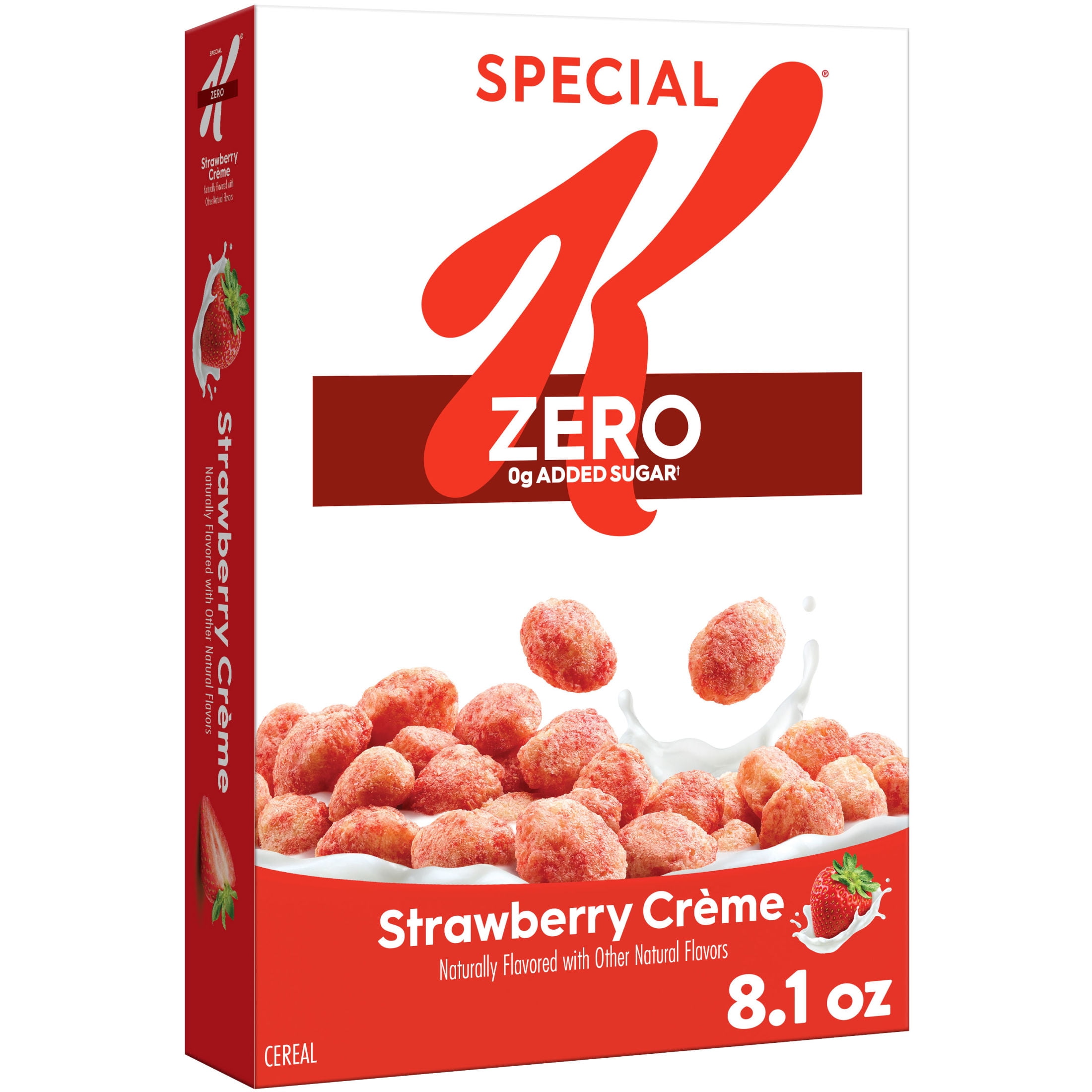 Kellogg's Special K Zero Breakfast Cereal, Protein Breakfast, Fiber Cereal, Strawberry Creme, 8.1oz Box (1 Box)
