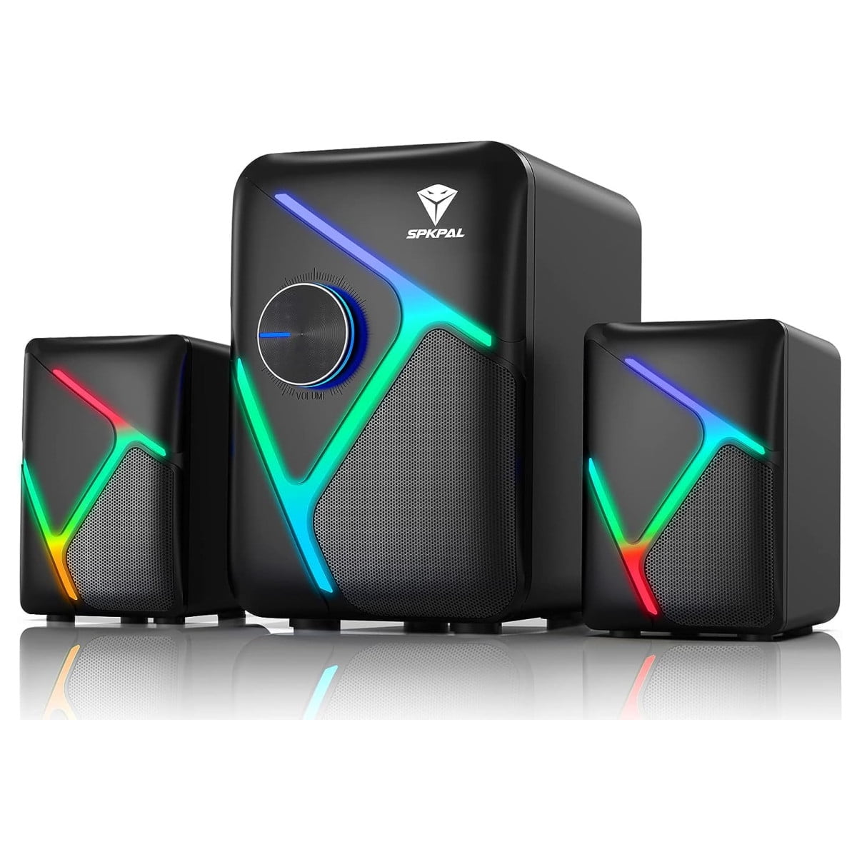 SPKPAL 2.1 Computer Speakers for Desktop with Subwoofer, Dynamic RGB PC Speakers with 11W Stereo Sound, USB Powered Multimedia Speaker System with 3.5mm AUX-in for Laptop, Tablet, Monitor, Phone