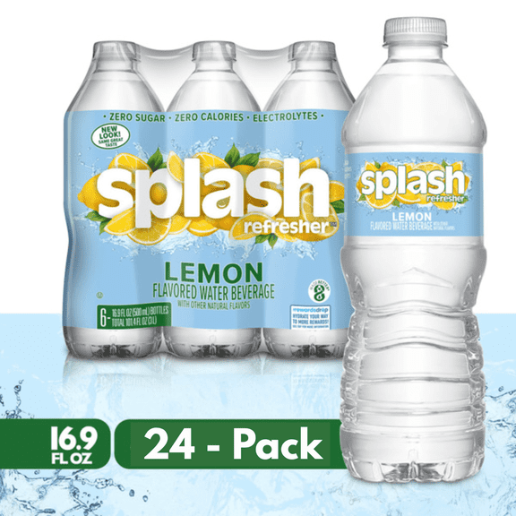 SPLASH Refresher Lemon Flavored Water, 16.9 fl oz Bottles, 24 Pack