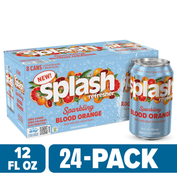 SPLASH Refresher Sparkling Water Blood Orange Flavor, 24-Pack