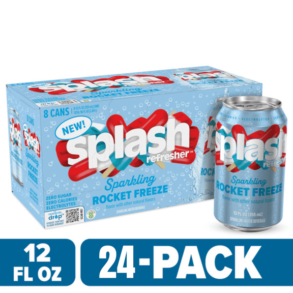 SPLASH Refresher Sparkling Water  Rocket Freeze Flavor, 24-Pack 12oz Can 12oz Can