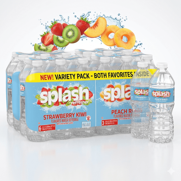 SPLASH Refresher Strawberry Kiwi & Peach Rings 16.9oz 24 Pack 12 Each