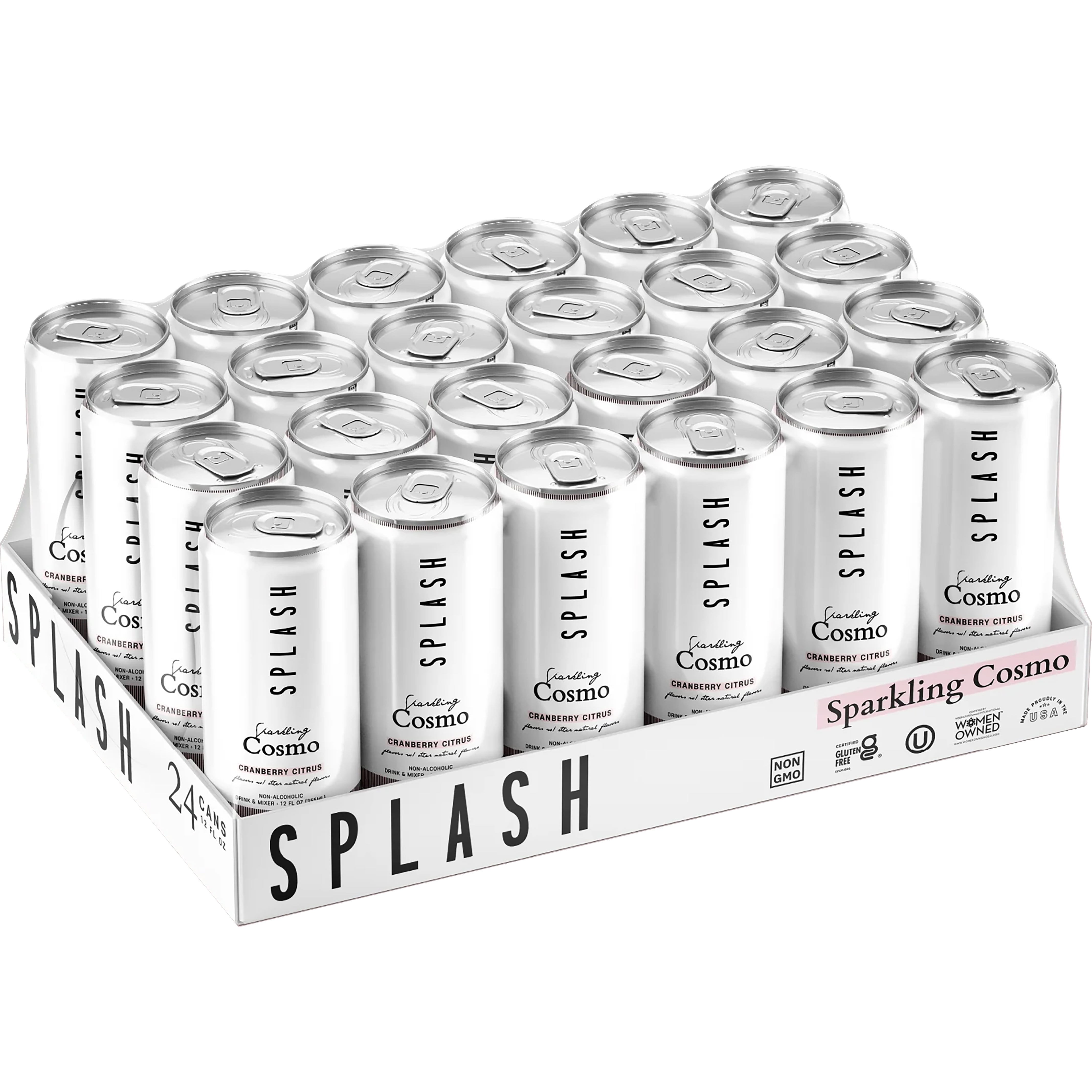 SPLASH Sparkling Cosmo Cocktail Mixer, 12 Fl Oz, 24 Cans (NonAlcoholic