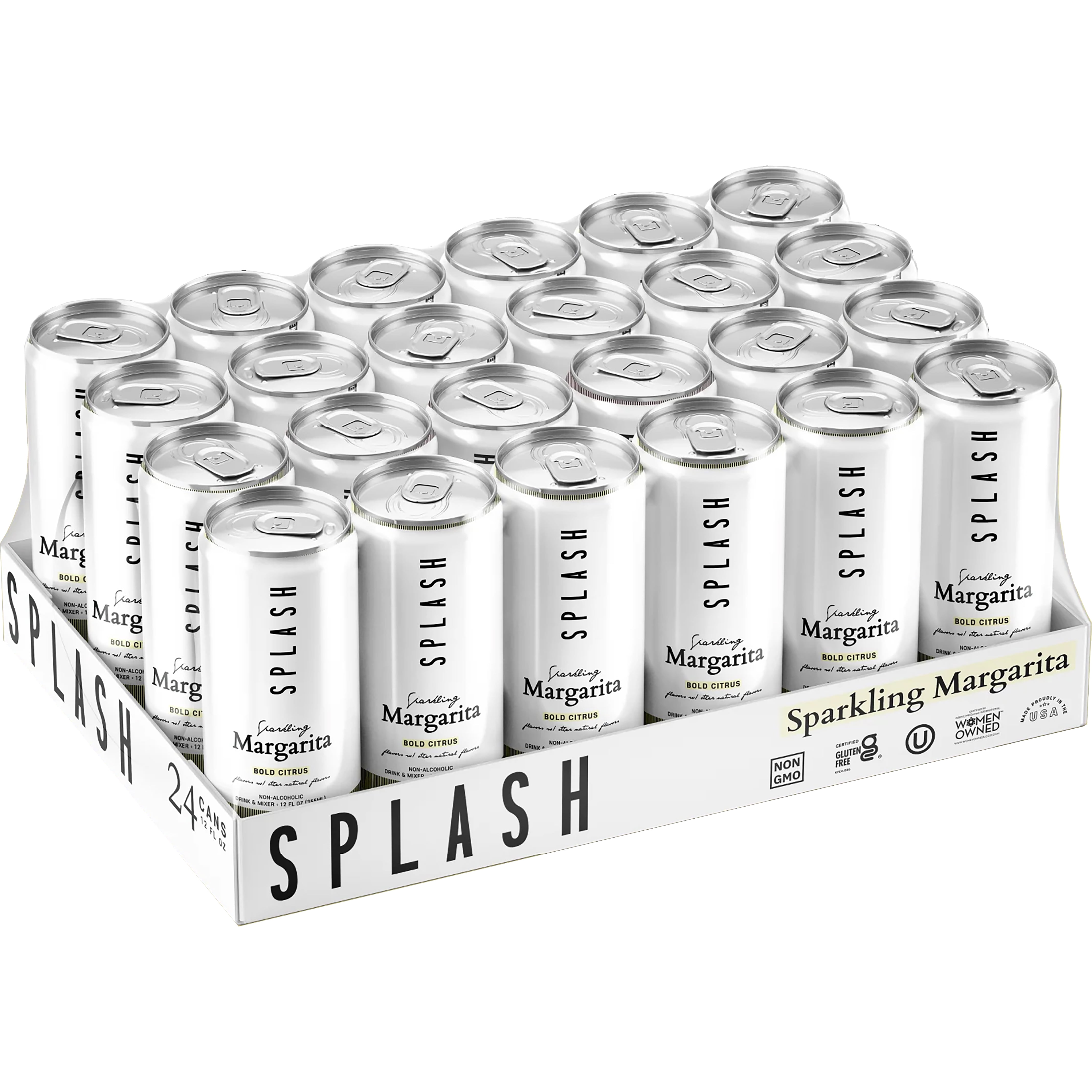 SPLASH Sparkling Margarita Cocktail Mixer, 12 Fl Oz, 24 Cans (Non
