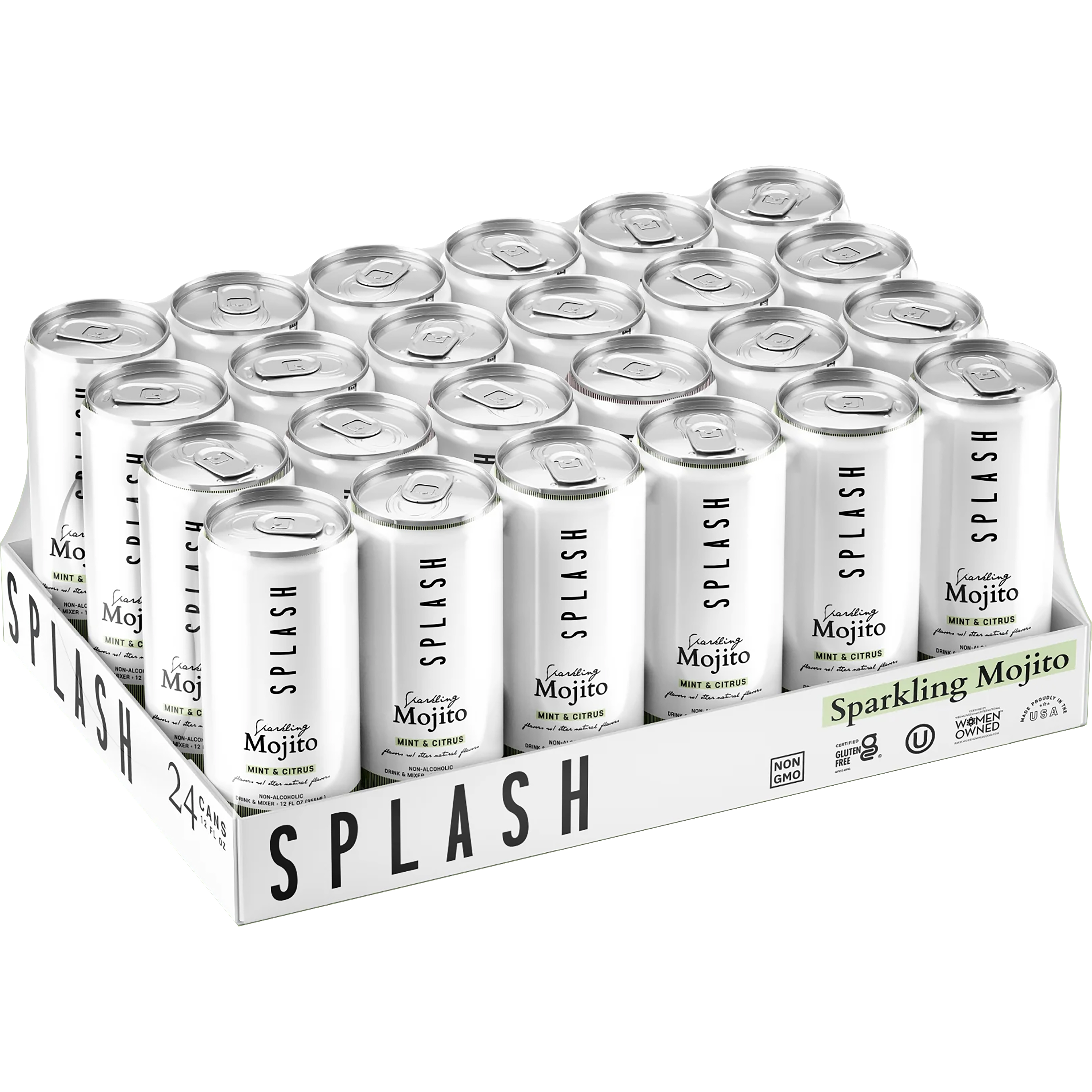 SPLASH Sparkling Mojito Cocktail Mixer, 12 Fl Oz, 24 Cans (Non