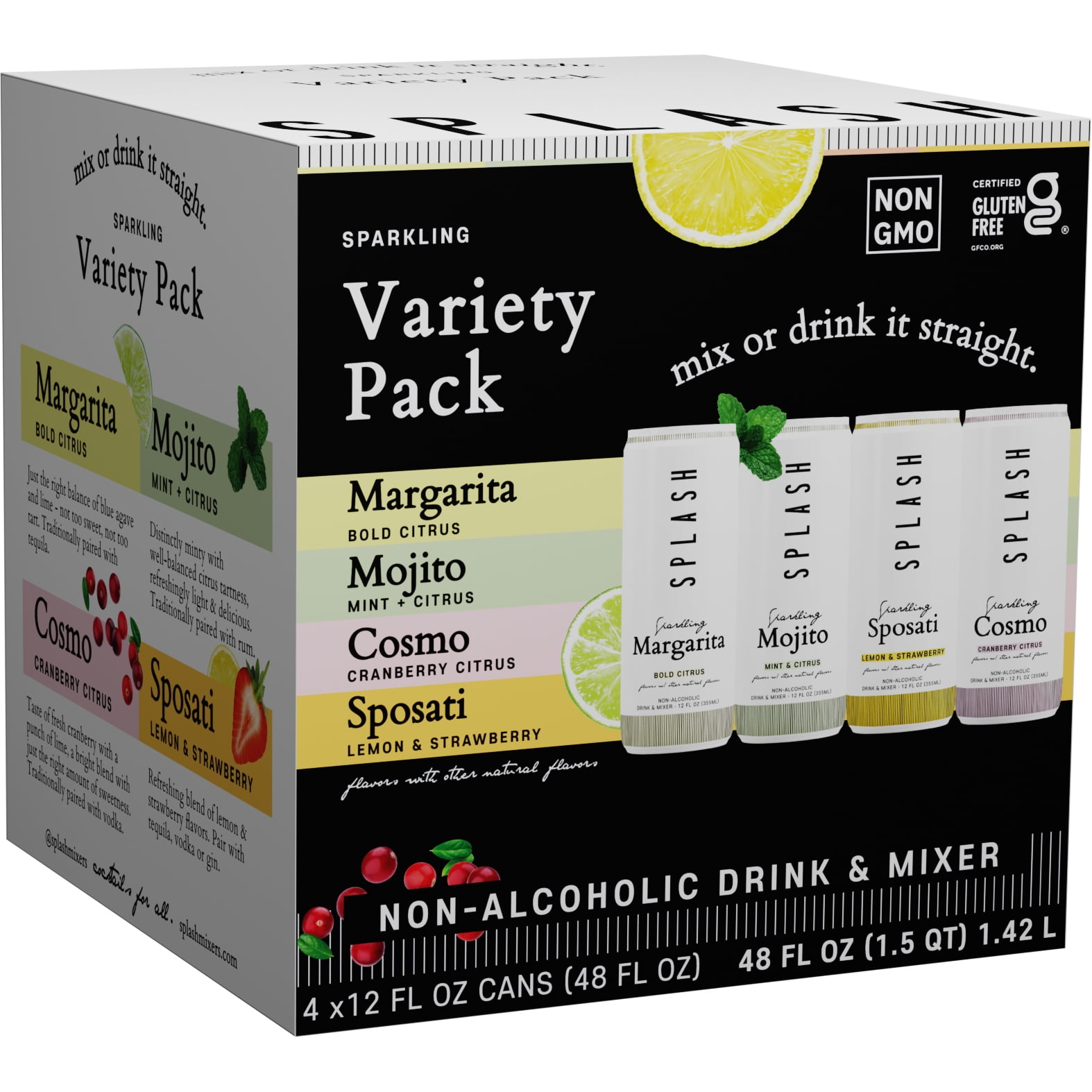 SPLASH Sparkling Variety Pack Cocktail Mixers Margarita, Mojito