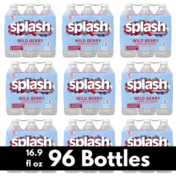 SPLASH Wild Berry Flavored Water 16.9 fl oz  96 Pack