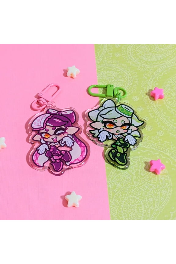 SPLATOON Callie and Marie Squid Sisters Acrylic Keychains | Cute Acrylic Charms | Inkling Octoling Splatoon | Kawaii Japanese Squid Keychain (1 keychain)