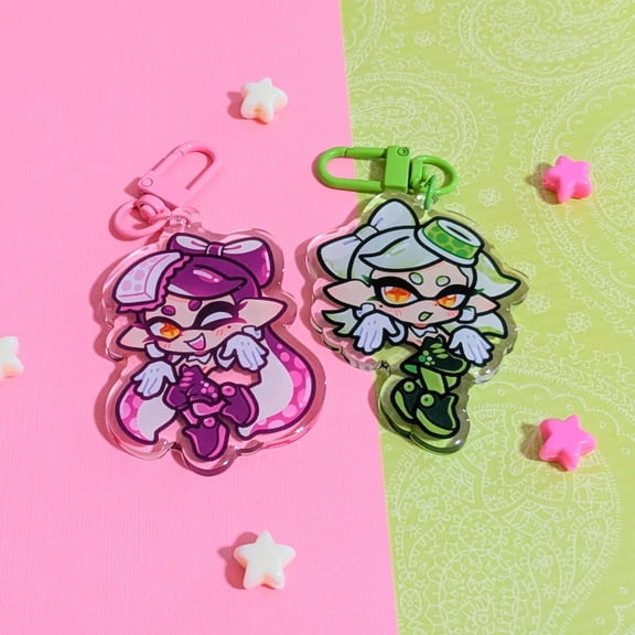 SPLATOON Callie and Marie Squid Sisters Acrylic Keychains | Cute Acrylic Charms | Inkling Octoling Splatoon | Kawaii Japanese Squid Keychain (1 keychain)