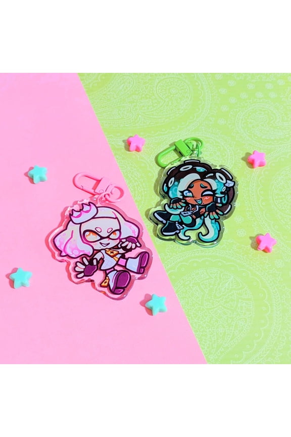 SPLATOON Pearl and Marina Off the Hook Acrylic Keychains | Cute Acrylic Charms | Inkling Octoling Splatoon | Kawaii Japanese Squid Keychain (1 keychain)