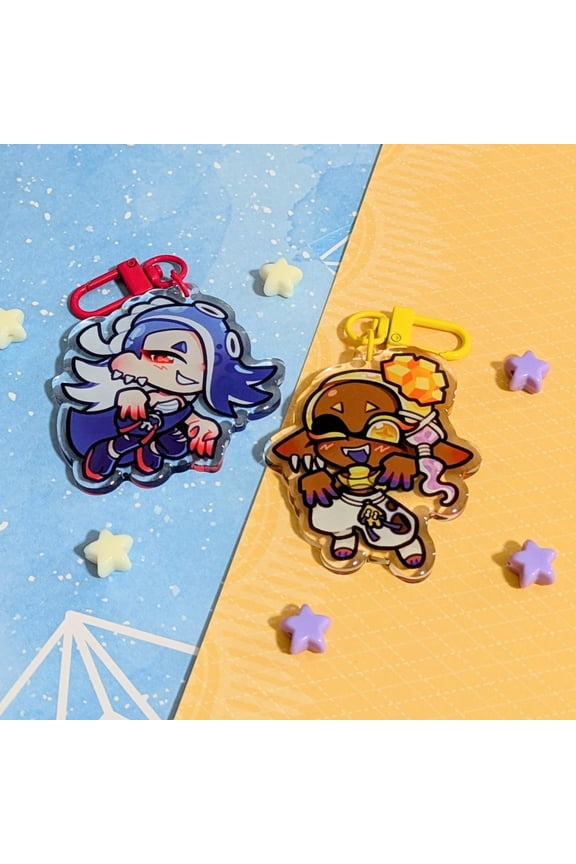 SPLATOON Shiver and Frye Deep Cut Acrylic Keychains | Cute Acrylic Charms | Inkling Octoling Splatoon | Kawaii Japanese Squid Keychain (1 keychain)