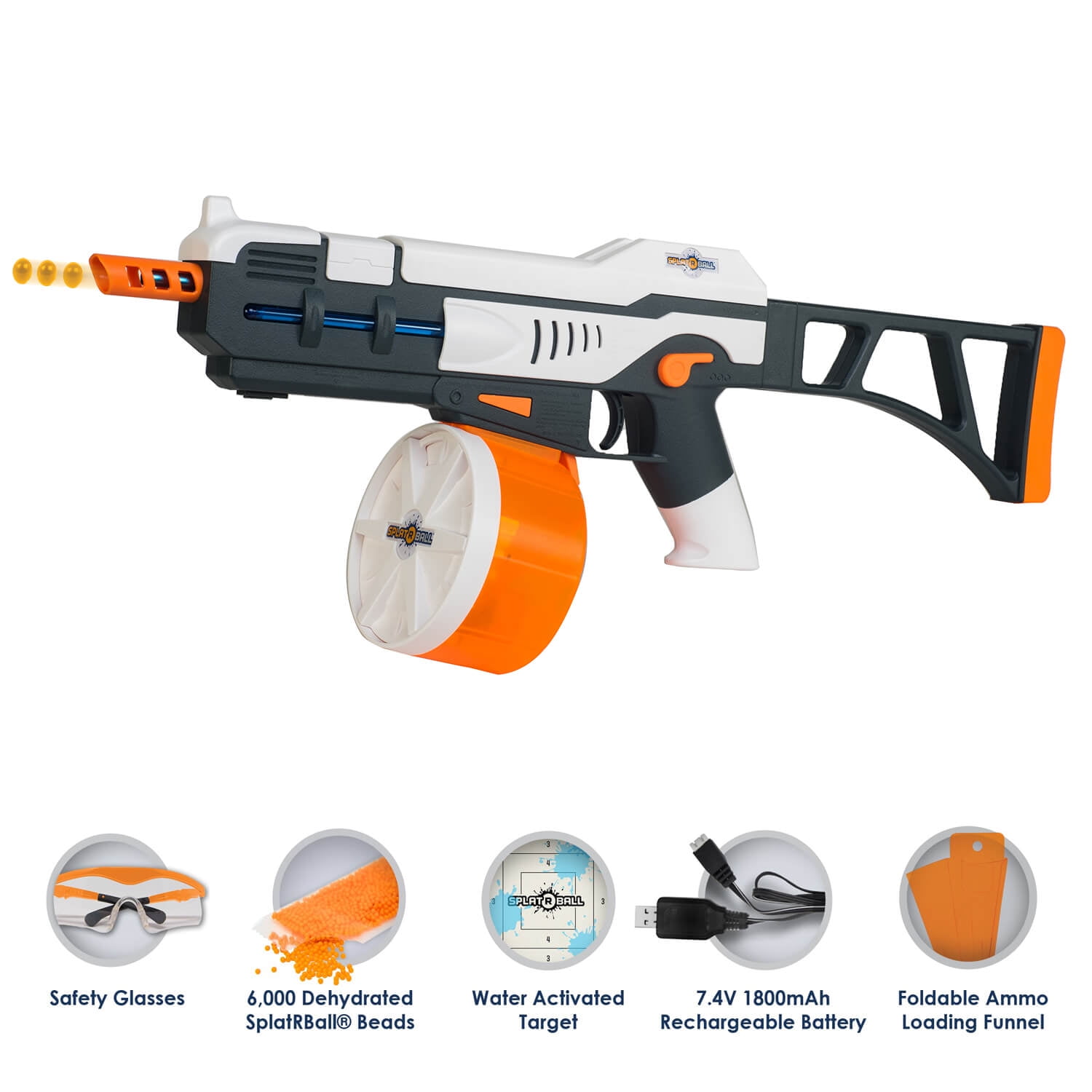 SKD Blaster Lighting Gel Ball Blaster with LED Activator Glow in The Dark  High Speed Automatic Splatter Ball Gun 100FT Range 15R/S 150+ FPS with 2+2