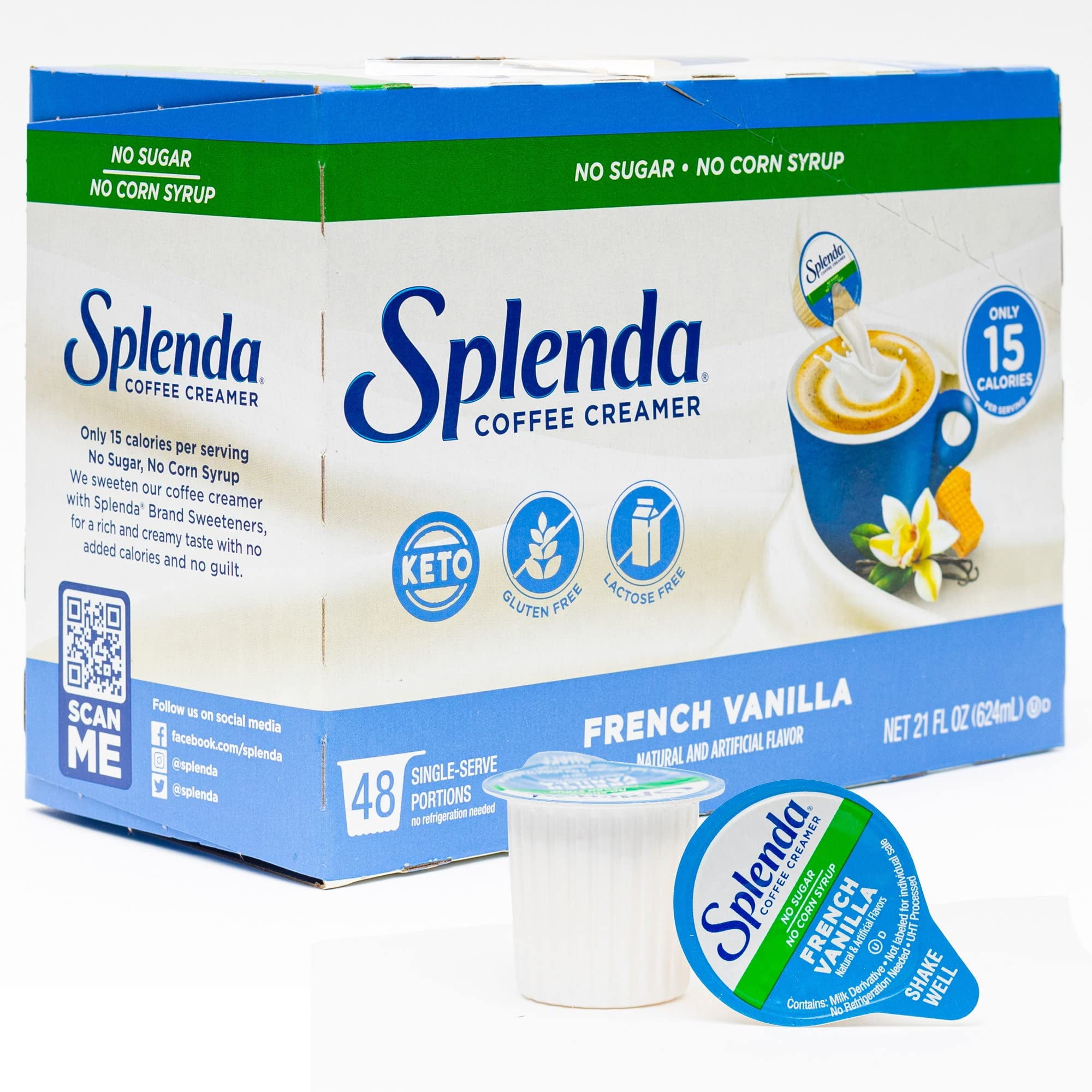 SPLENDA Single Serve Coffee Creamer Cups, Sugar Free French Vanilla, 48 ...