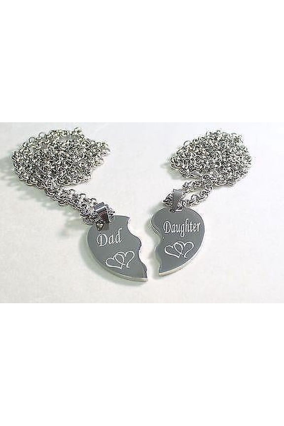 SPLIT HEART NECKLACES DAD DAUGHTER IMAGE SOLID STAINLESS STEEL