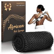 SPMKTBOZAI African Net Sponge Authentic, African Exfoliating Sponge Real African Net Black Owned, African Bath Sponge Back Scrubber, Body Exfoliator Shower Bath Accessories Black