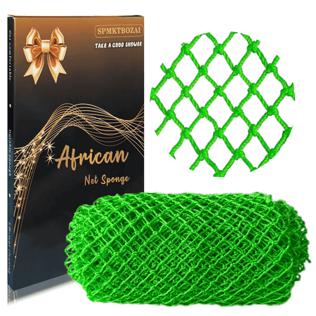 SPMKTBOZAI African Net Sponge Authentic, African Exfoliating Sponge Real African Net Black Owned, African Bath Sponge Back Scrubber, Body Exfoliator Shower Bath Accessories (Green))