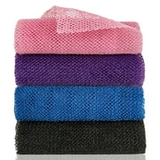 SPMKTBOZAIAfrican Exfoliating Net, 4 Pieces African Net Sponge, Nylon African Bath Sponge Net, African Net Long Net Bath Sponge Shower Body Scrubber