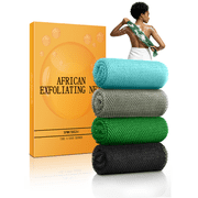 SPMKTBOZAIAfrican Exfoliating Net, 4 Pieces African Net Sponge, Nylon African Bath Sponge Net, African Net Long Net Bath Sponge Shower Body Scrubber