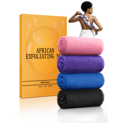 SPMKTBOZAI 4 Pack African Net Sponge, Authentic African Exfoliating Net Sponge for Body & Back, Extra Long Stretchable African Wash Cloth Bath Scrubber for Smooth Skin & Daily Shower
