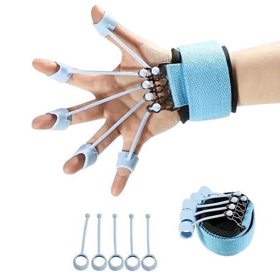 40 Lb Finger Strengthener,Guitar Finger Exerciser,Hand Splints for Straightening Fingers,Finger Extensor Bands,Handgrip Strength Trainer,Blue