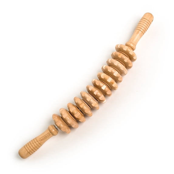 SPOCAX Curved Wooden Massage Roller,12 Wheel Wood Therapy Fasci Massage Tools,Lymphatic Drainage & Body Sculpting - Anti Cellulite Massager