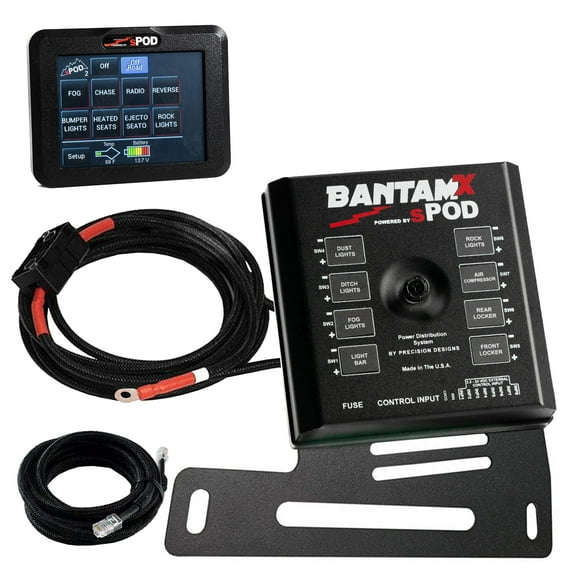 SPOD BantamX 8 Relay Power Control System with Touch Screen Controller and Integrated Bluetooth for Jeep JK - USA 5-Year Warranty (Jeep JK 2007-2018, 84" Battery Cable)