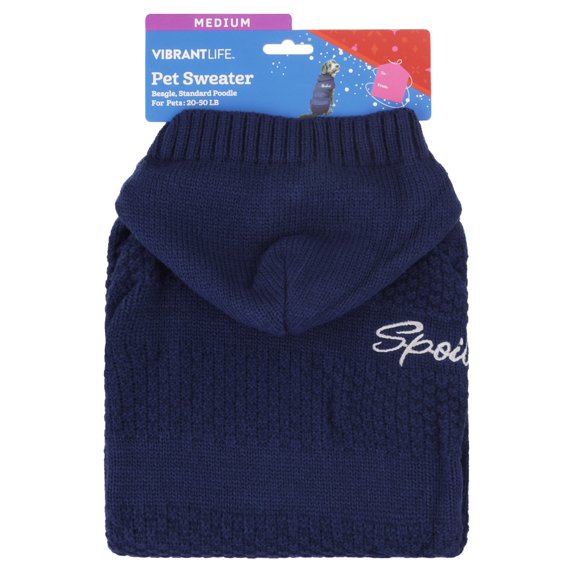 Vibrant Life Holiday Waffle Knit Spoiled Sweater for Dogs, Blue, M