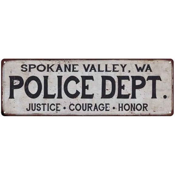 SPOKANE VALLEY, WA POLICE DEPT. Home Decor Metal Sign Gift 6x18 106180012314