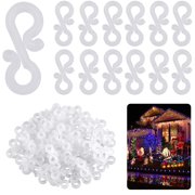 SPOKKI 150 Pieces Gutter Hooks, Plastic Fairy Lights Hooks, Gutter Holder Set for Light Tubes, Christmas Lighting Hooks (White)