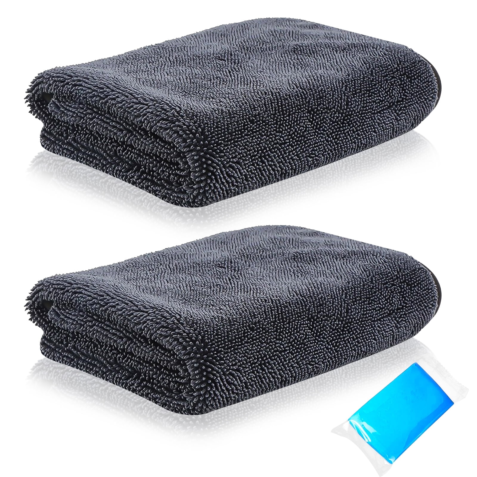 SPOKKI 2 Pack  Car Wash Microfiber Towel, 24*35 inch, Thick and Quick Drying Large Car Cleaning Towels with Blue Clay Bar