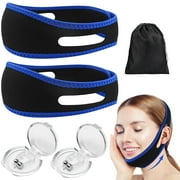 SPOKKI 2 Pieces Anti Snoring Chin Strap, 76cm Chin Strap Against Snoring, Adjustable Anti Snoring Chin Strap with 2 Snoring Stoppers and 1 Storage Bag, Snoring Solution for Snoring Reduction