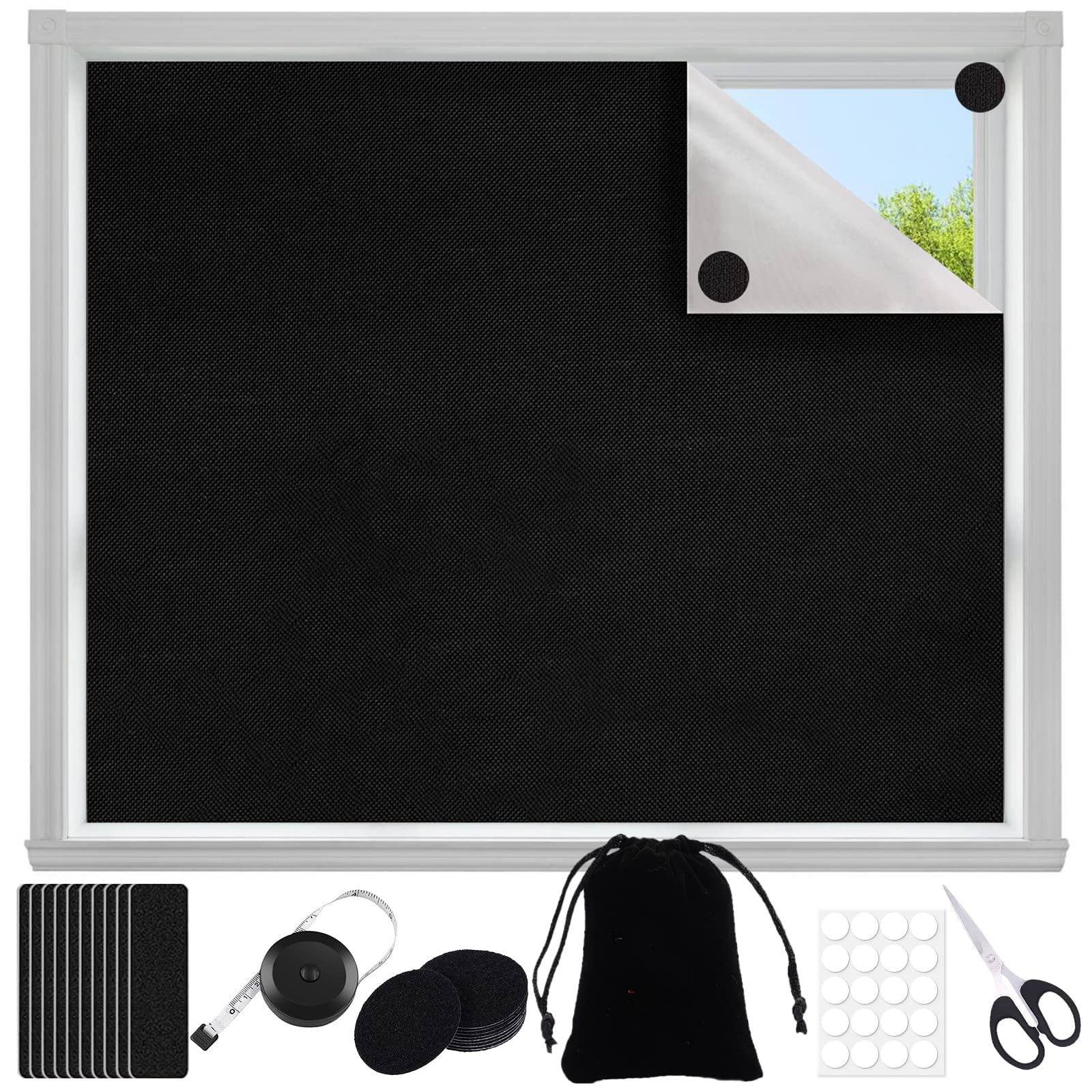 Magnetic Blackout Window Cover - 39" X 58", No Drill, Portable, 100% Light Blocking For Bedroom, Nursery, RV, Black 6 thumbnail image