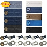 SPOKKI 21 Pcs Waistband Extenders, Blue Button Fabric Waist Extenders for Pants for Women Men Pregnancy Jeans Skirt Collar Dress