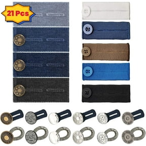 SPOKKI 21 Pcs Waistband Extenders, Blue Button Fabric Waist Extenders for Pants for Women Men Pregnancy Jeans Skirt Collar Dress