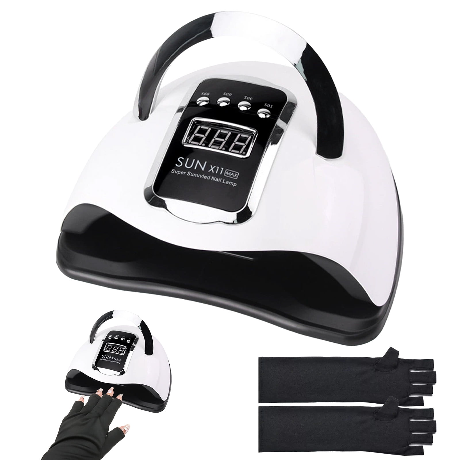 SPOKKI 280W UV LED Nail Lamp with Sun Protection Gloves, 66 LED Beads Professional Gel Nail Dryer, 4 Timer Settings & Auto Sensor, Fast Curing for Home & Salon