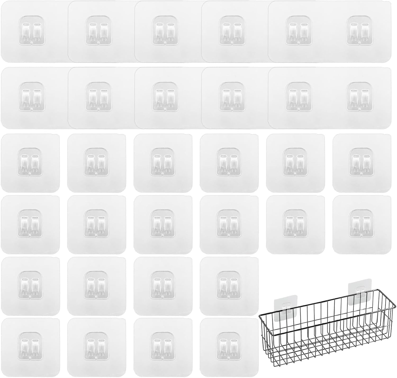 SPOKKI 30 Pcs Shower Caddy Adhesive Hooks, TSV Waterproof Adhesive Replacement Sticker, No Drilling Sticky Hanging Hook