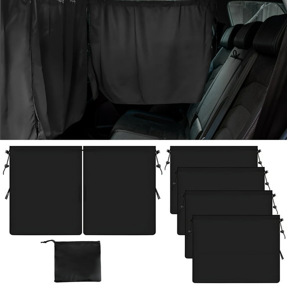 SPOKKI 5 PCS Window Shades Kit1 Privacy Divider Curtains & 4 Side Window Covers, 95% Light Blocking Sunshades for Kids Baby Travel Camping Nap Sleeping