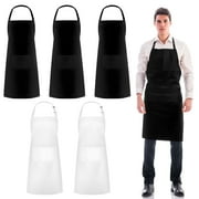 SPOKKI 5-Pack Chef Aprons with Extra Long Adjustable Straps, Splashproof Polyester & Tool Pockets for BBQ/Cooking/Work