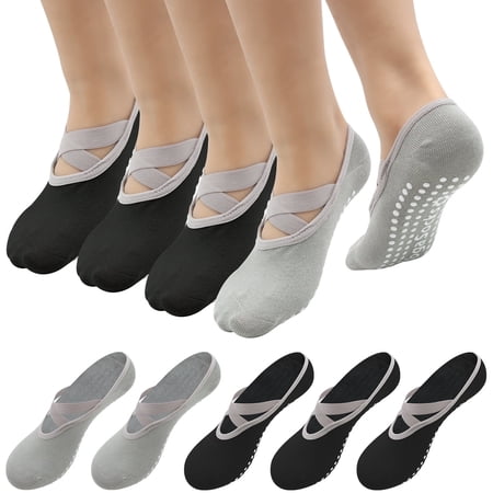 SPOKKI 5 Pairs Non-Slip Yoga Socks for Women, Non-Slip Yoga Socks for Women Breathable Pilates Socks Non-Slip Yoga Socks for Women Girls for Yoga Pilates Barre Dance Fitness
