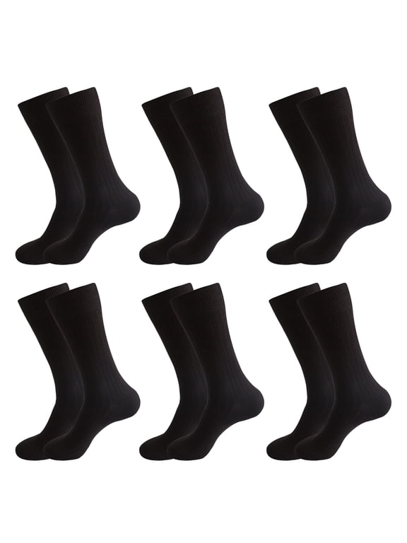6 Pairs Mens Dress Socks, Combed Cotton Classic Business Crew Socks for Men Fit US Size 8.5-10.5