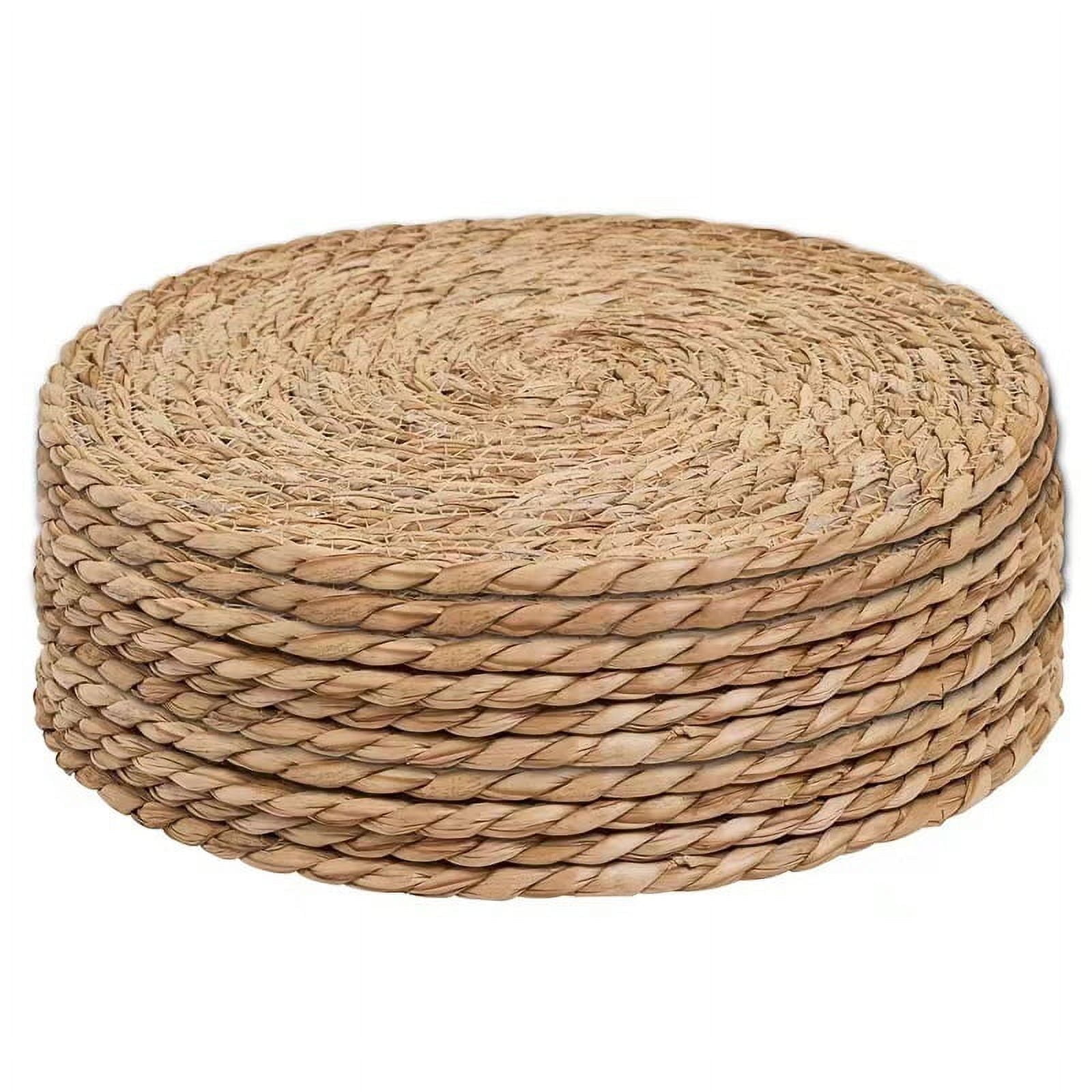 SPOKKI 8Pcs 12inch Woven Placemats Round, Natural Water Hyacinth Weave Placemat for Dining Table, Large Handmade Woven Placemats Heat Resistant Non-Slip