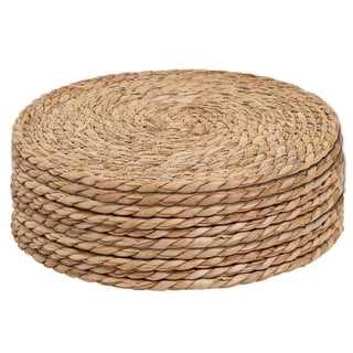 SPOKKI 8Pcs 12inch Woven Placemats Round, Natural Water Hyacinth Weave Placemat for Dining Table, Large Handmade Woven Placemats Heat Resistant Non-Slip